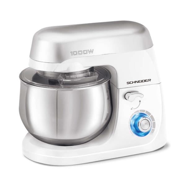 Robot pétrin SCHNEIDER 5L-1000W Inox & blanc (SCHKM1000) Robot pétrin SCHNEIDER 5L-1000W Inox & blanc (SCHKM1000)